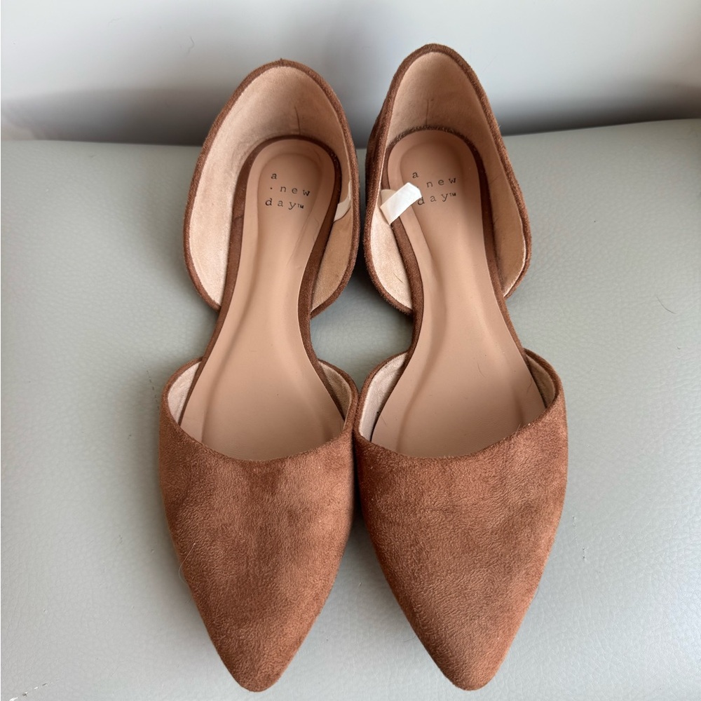 A New Day Julie Brown Faux Suede Ballet Flats with Side Cutout - Picture 2 of 7